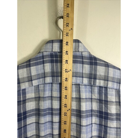 UNTUCKit SLIM FIT Shirt Mens L Blue Plaid Short Sleeve Button Up Cotton - Picture 6 of 7